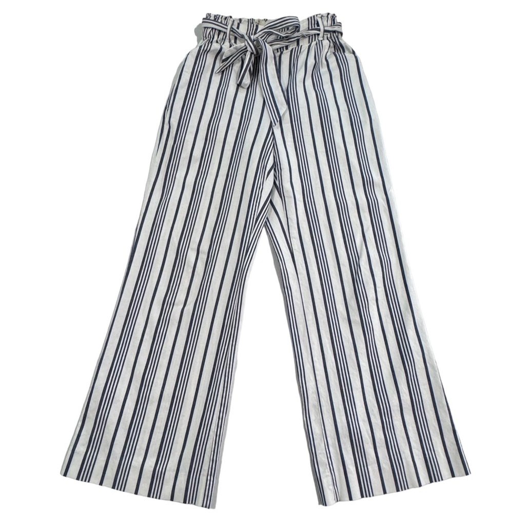 Marine Layer Women's Sz M  Langley Pant Wide Leg Striped Paper Bag